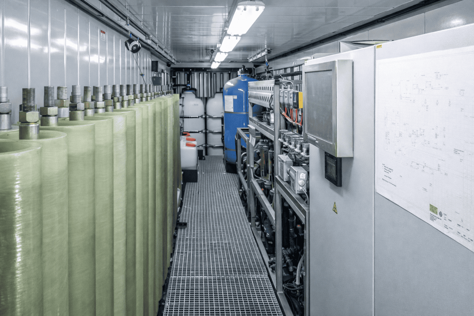 Interior view of an R.T.S. ROTREAT RCDT module container installation